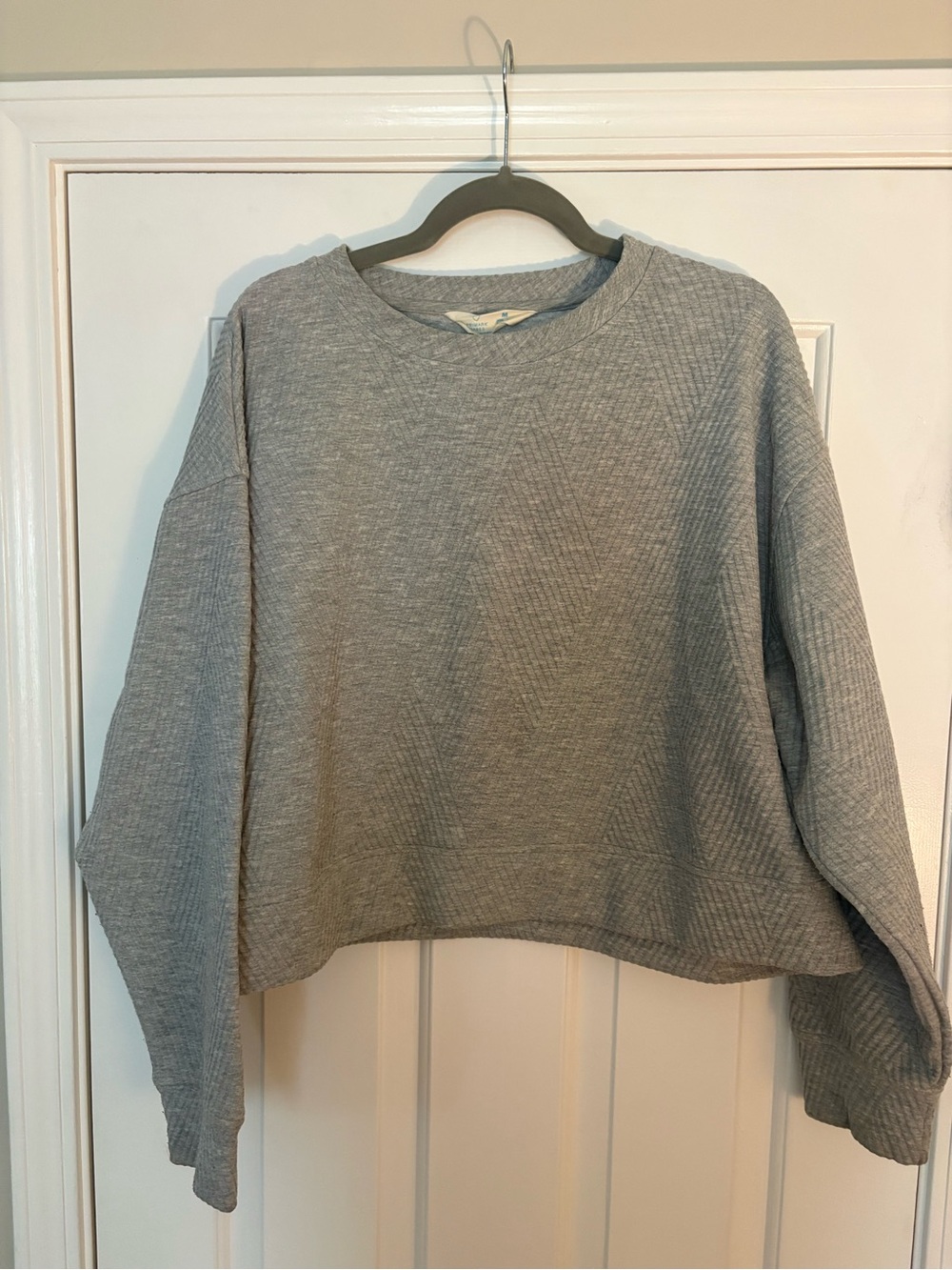 Primark Light Gray Quilted Crew Neck Sweater